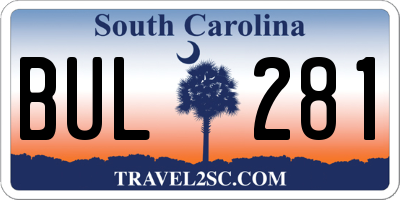 SC license plate BUL281