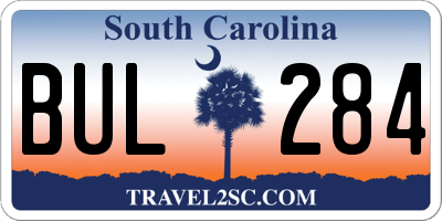 SC license plate BUL284