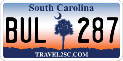 SC license plate BUL287