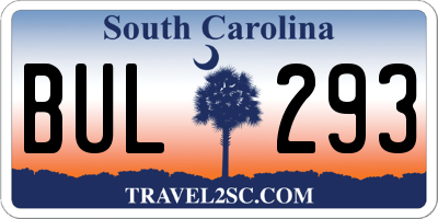 SC license plate BUL293