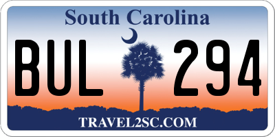 SC license plate BUL294