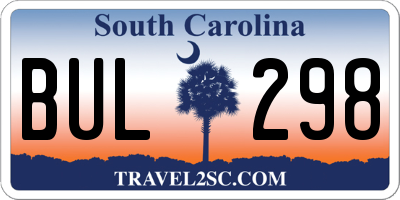 SC license plate BUL298