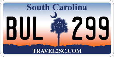 SC license plate BUL299