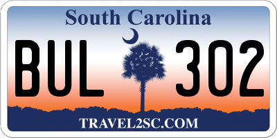 SC license plate BUL302