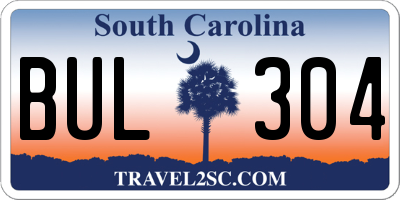 SC license plate BUL304