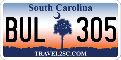 SC license plate BUL305