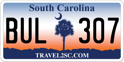 SC license plate BUL307