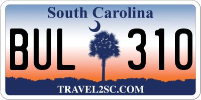 SC license plate BUL310