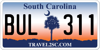 SC license plate BUL311