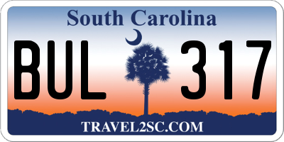 SC license plate BUL317