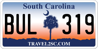 SC license plate BUL319