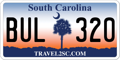 SC license plate BUL320