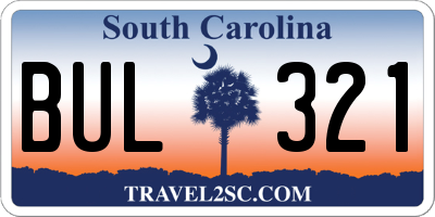 SC license plate BUL321