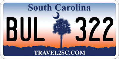 SC license plate BUL322