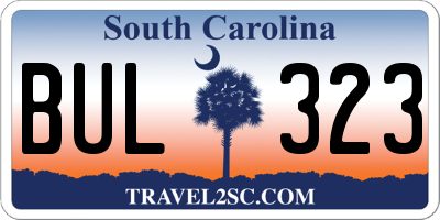 SC license plate BUL323