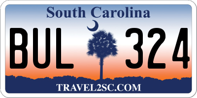 SC license plate BUL324