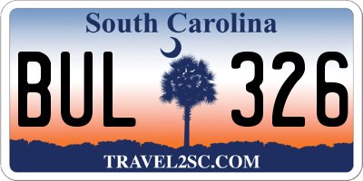 SC license plate BUL326