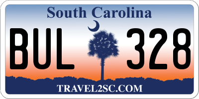 SC license plate BUL328
