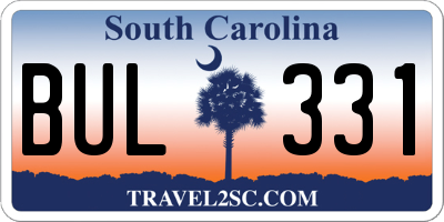 SC license plate BUL331