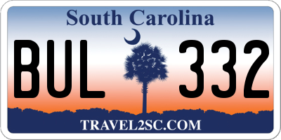 SC license plate BUL332