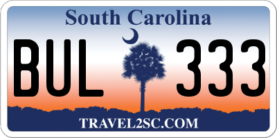 SC license plate BUL333