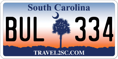 SC license plate BUL334