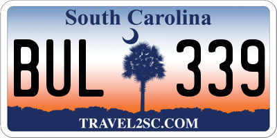 SC license plate BUL339