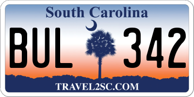 SC license plate BUL342