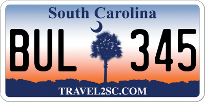 SC license plate BUL345