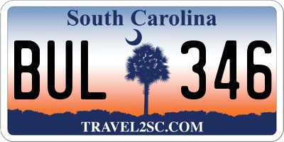 SC license plate BUL346