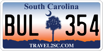 SC license plate BUL354