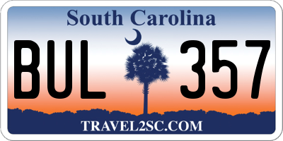 SC license plate BUL357