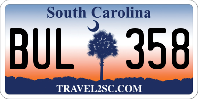 SC license plate BUL358