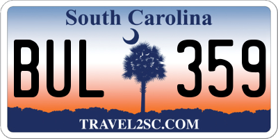 SC license plate BUL359