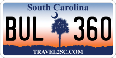 SC license plate BUL360