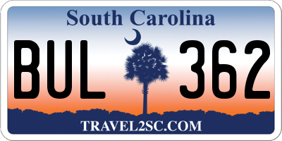 SC license plate BUL362