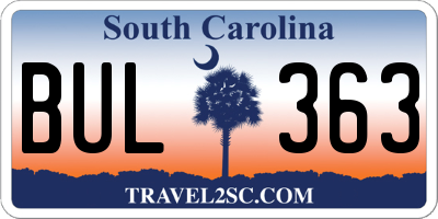 SC license plate BUL363