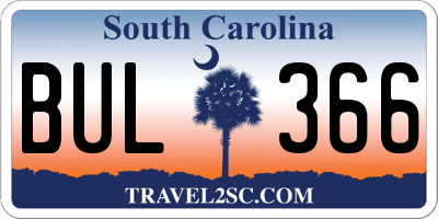 SC license plate BUL366