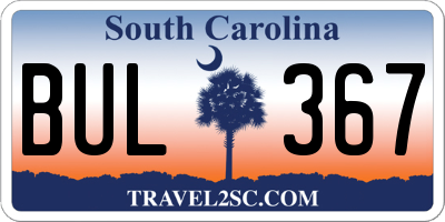 SC license plate BUL367