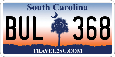 SC license plate BUL368