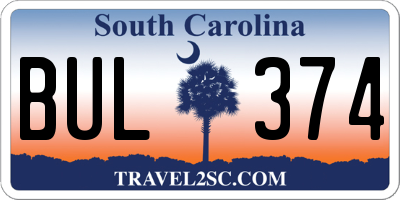SC license plate BUL374
