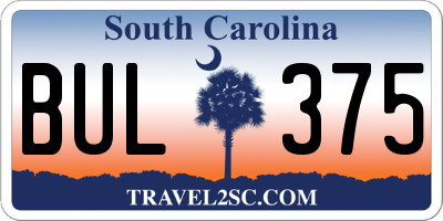 SC license plate BUL375