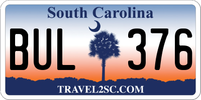 SC license plate BUL376