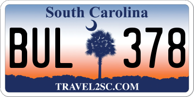 SC license plate BUL378