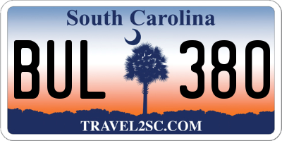 SC license plate BUL380