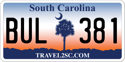 SC license plate BUL381