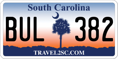 SC license plate BUL382