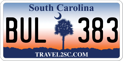 SC license plate BUL383