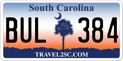 SC license plate BUL384