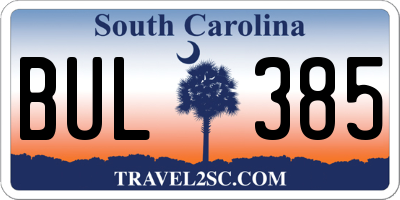 SC license plate BUL385